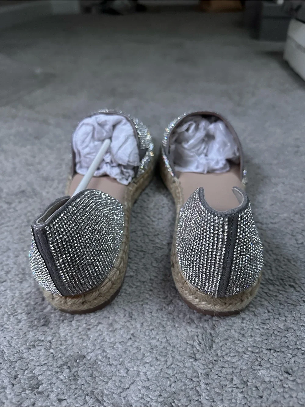 Steve Madden Silver Rhinestone Espadrilles